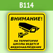 Табличка «Внимание! На территории школы ведется видеонаблюдение», B114 (пленка, 200х200 мм)